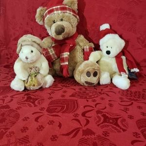 Set of 3 Christmas Holiday Bears  One is a Russ Bear the other is a Belkie Bear